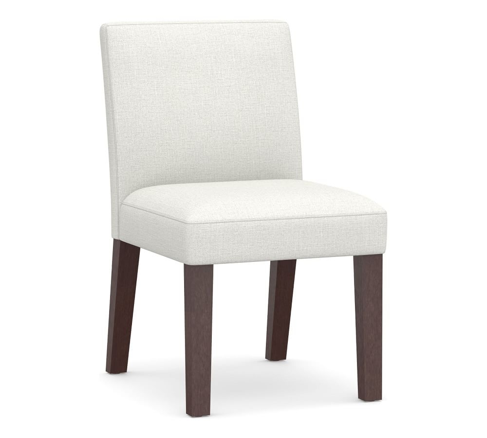 Classic Upholstered Dining Side Chair, Seadrift Legs, Twill White - Image 0