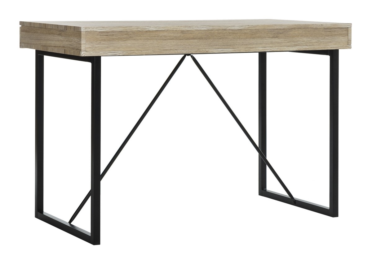 Hilton 3 Drawer Desk - Rustic Brown/Black - Safavieh - Image 7