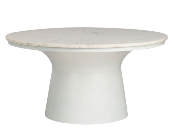 Mila Pedestal Coffee Table - White Marble/White - Arlo Home - Image 0