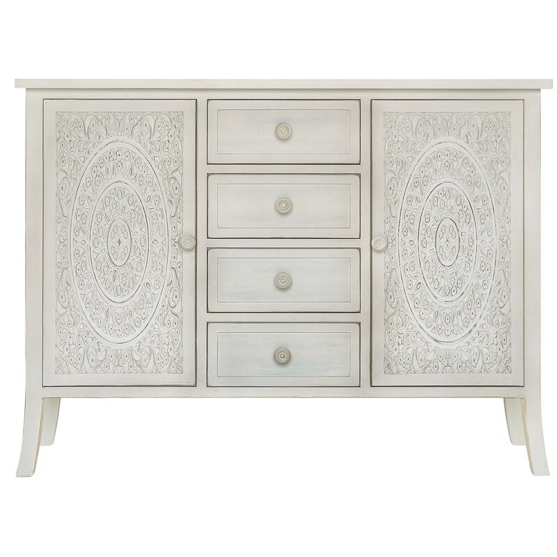 Whitt Antiqued Carved 2 Door Accent Cabinet - Image 0