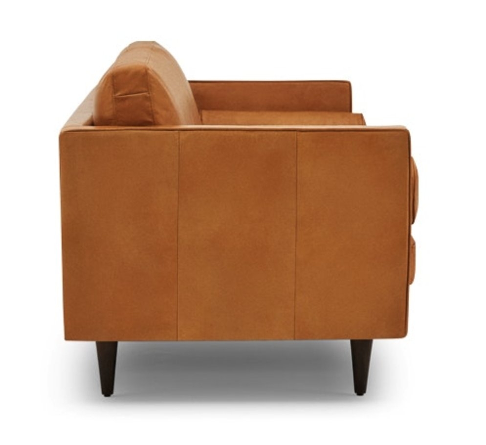 Briar Leather Sofa in Santiago Caramel Leather with Mocha Wood Stain - Image 2