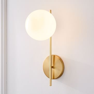 Sphere + Stem Plug-In Sconce, Antique Brass, Individual - Image 6