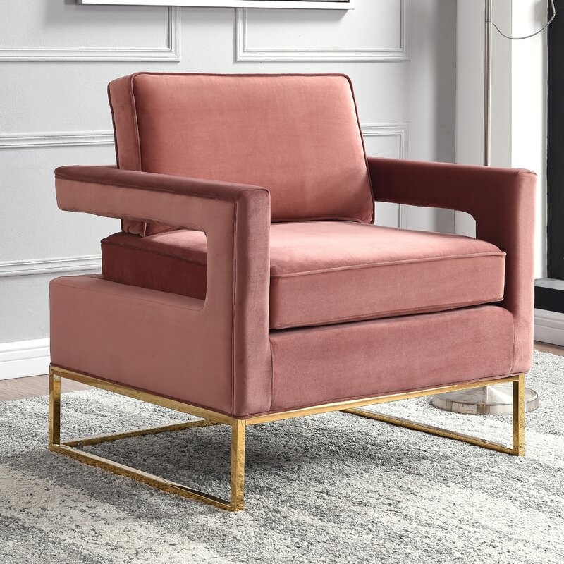 Canterbury Lounge Chair, Velvet Pink - Image 1