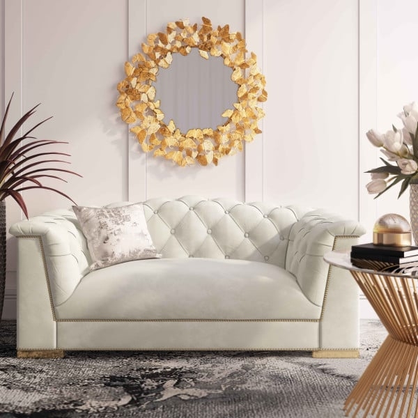 Farah Cream Velvet Loveseat - Image 0