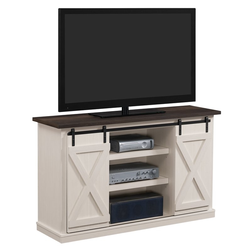 Loon Peak Bluestone TV Stand for TVs up to 60" - Off-White/Expresso - Image 2