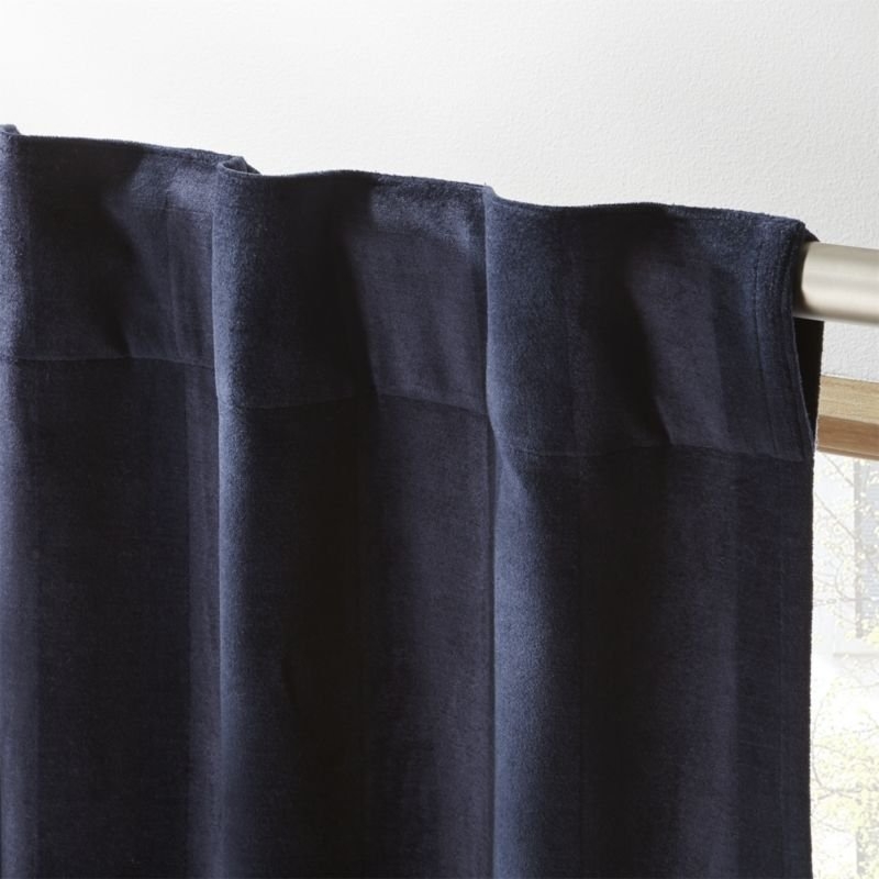 Navy Stripe Velvet Curtain Panel 48"x96" - Image 2