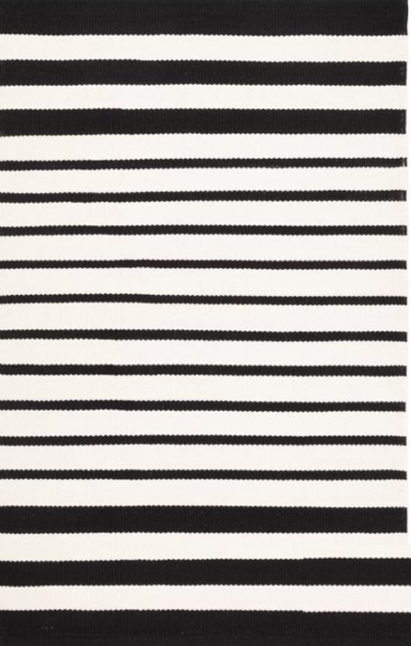Port Striped Handmade Flatweave Black Indoor/Outdoor Area Rug - Image 0