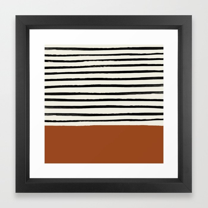 Burnt Orange x Stripes Framed Art Print by Leah Flores - Image 0