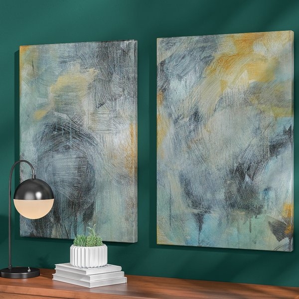 Tranquility 2 Pieces Print Set on Canvas on Blue/Gray/Yellow - Image 0