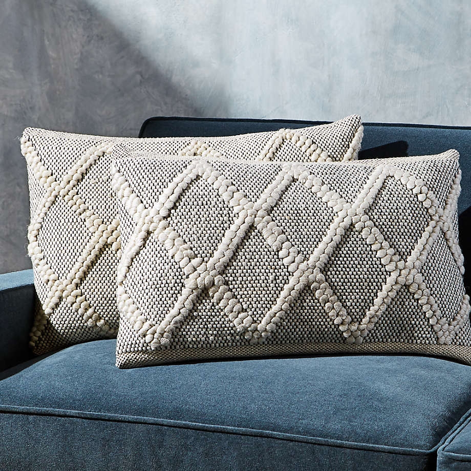 Austine Grey and Cream Pillows 24"x16", Set of 2 - Image 0