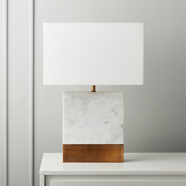 estuary white marble and brass table lamp - Image 0