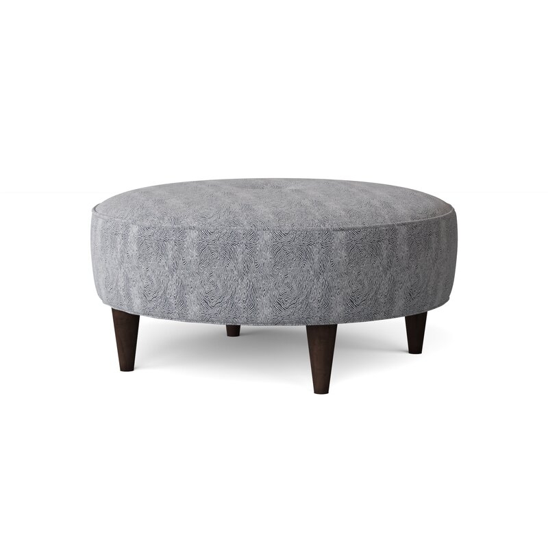 Arseni 38'' Wide Tufted Round Cocktail Ottoman with Storage Navy - Image 0