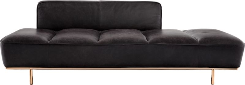 Lawndale Black Leather Daybed with Brass Base - Image 1