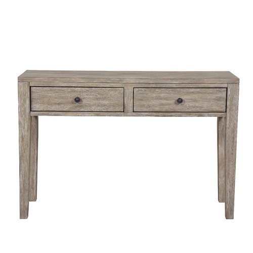 Amina Distressed Wood Two Drawer Accent Storage Console Table - Image 0
