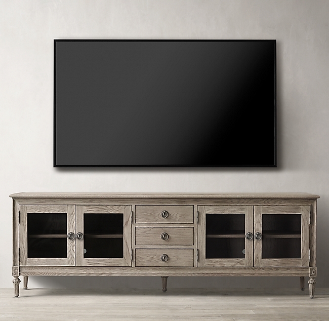 MAISON GLASS 4-DOOR MEDIA CONSOLE WITH DRAWERS - Image 0
