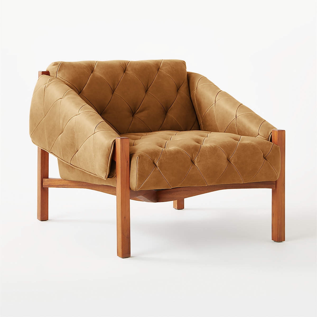 Abruzzo Brown Leather Tufted Chair - Image 1