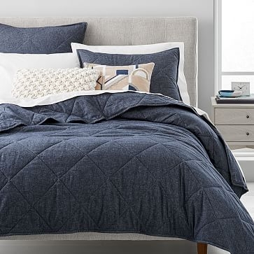 Organic Flannel Solid Coverlet, Midnight, Full/Queen - Image 0
