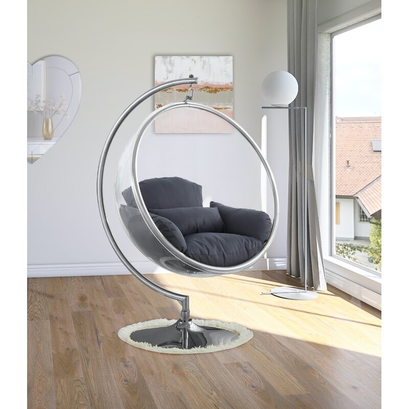 Luna Acrylic Bubble Accent Swing Chair with Stand - Image 0