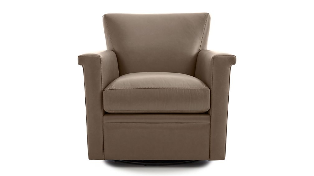 Declan Leather 360 Swivel Chair, Smoke - Image 0