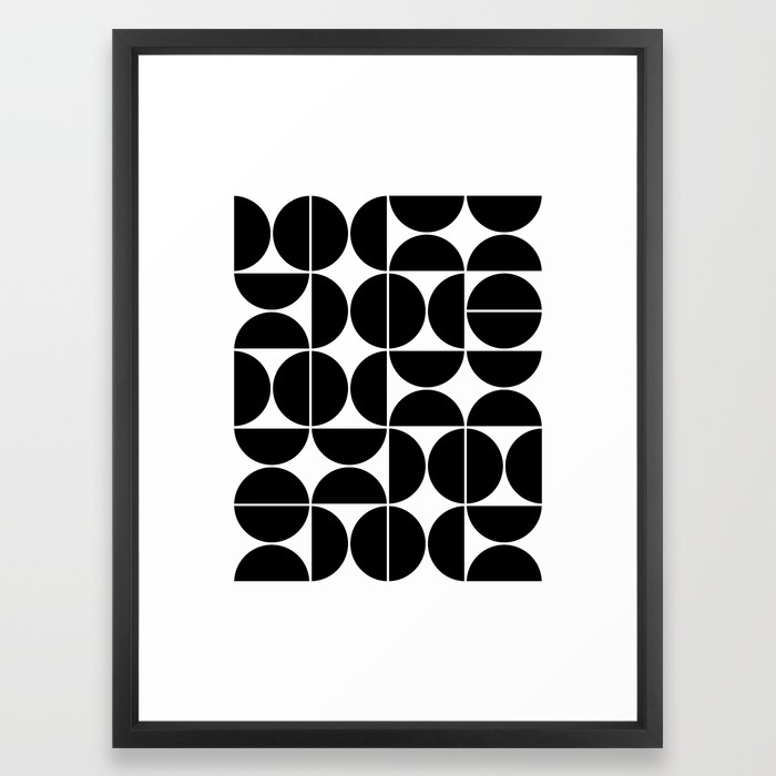 Mid Century Modern Geometric 04 Black Framed Art Print, 20" x 26" - Image 0