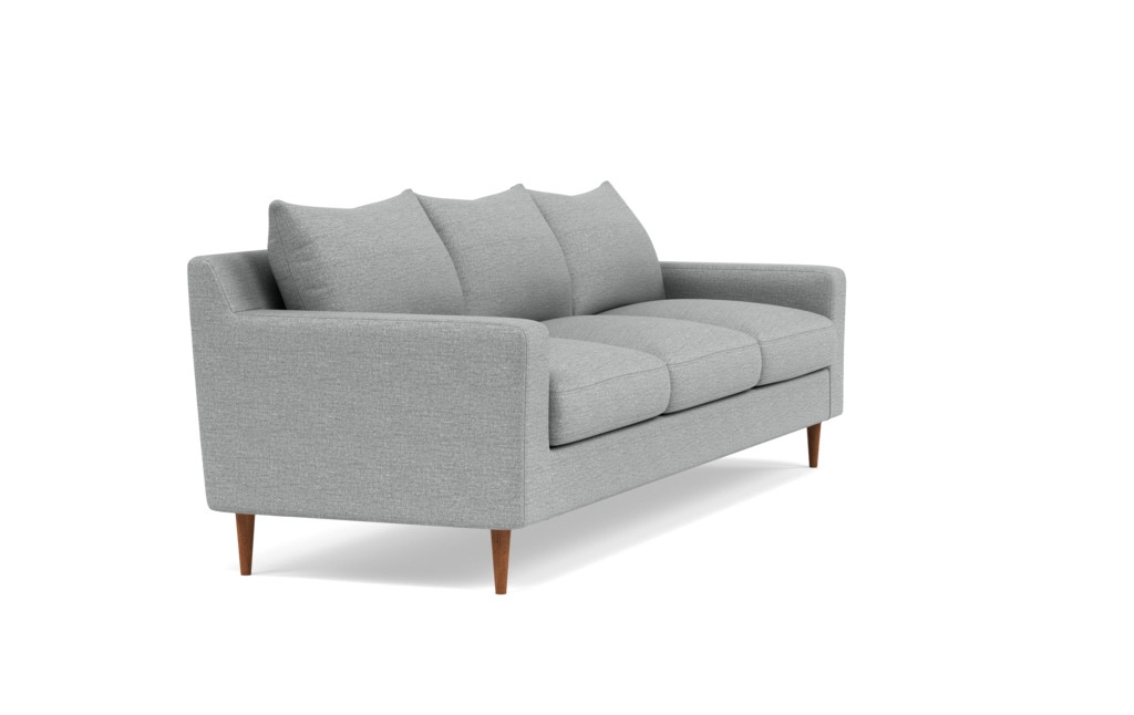 Custom Sloan 3-Seat Sofa in Performance Pebble Knit Dove (Kid & Pet Friendly) with Oiled Walnut Tapered Round Wood Legs - 95" - Image 1