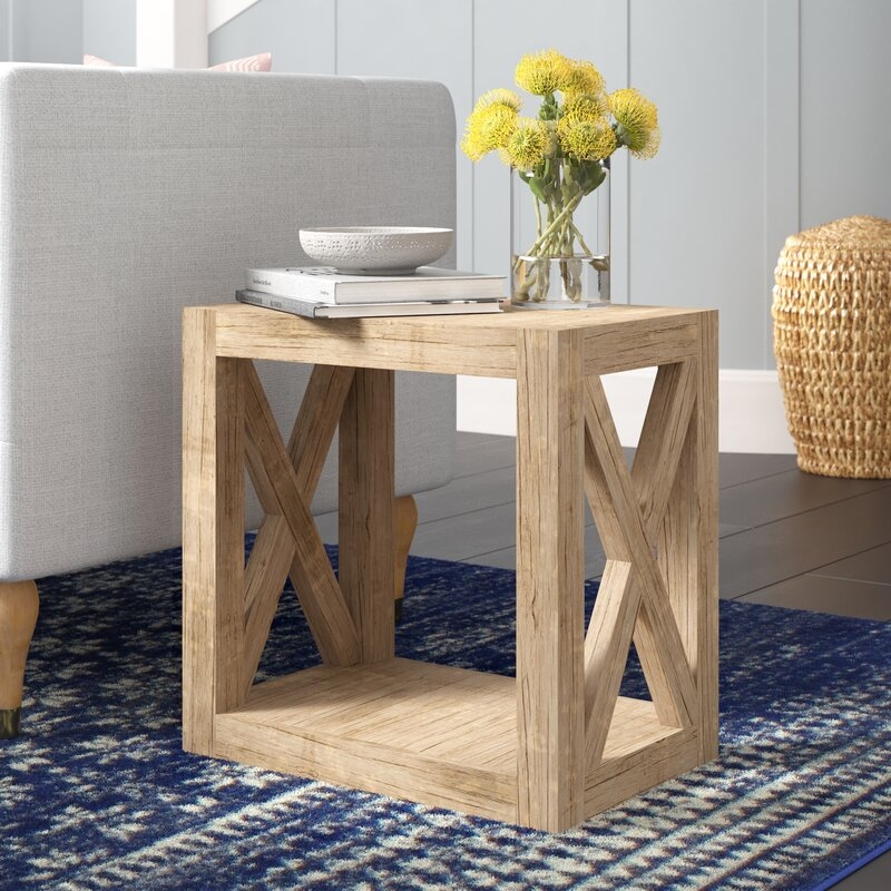 Latisha 20'' Tall Solid Wood Floor Shelf End Table - Image 1