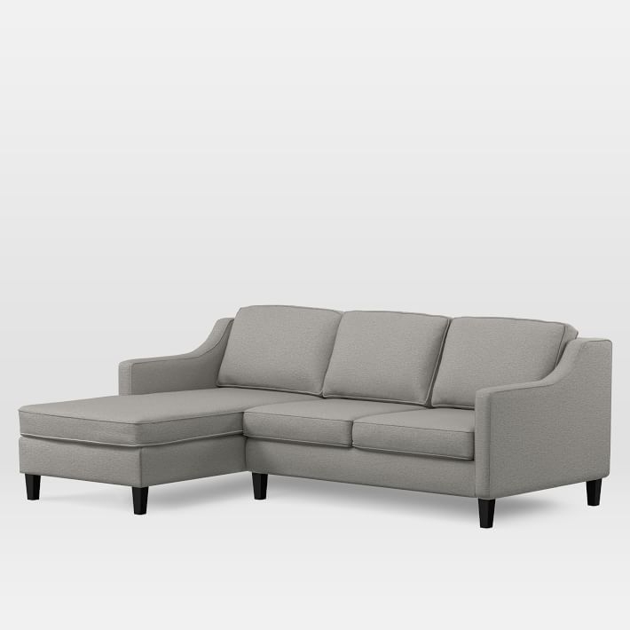 Paidge Sectional Set 01: Left Arm Loveseat, Left Arm Chaise, Twill, Platinum, Tapered Chocolate - Image 0
