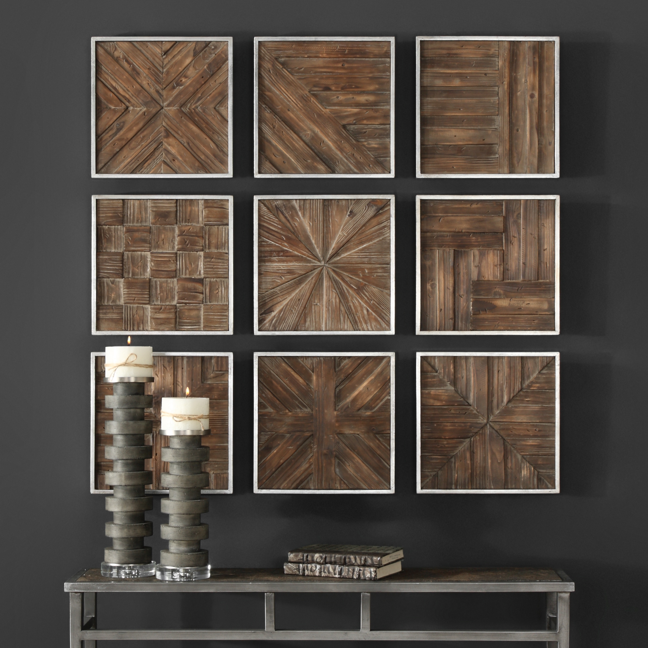 Bryndle Rustic Wooden Squares S/9 - Image 0