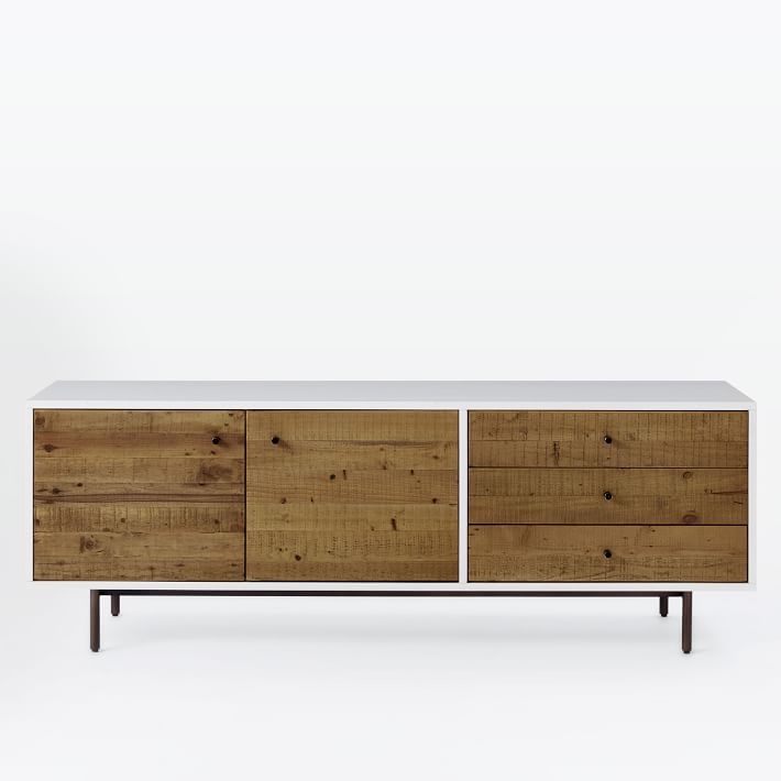 Reclaimed Wood + Lacquer Media Console (70") - White - Image 0