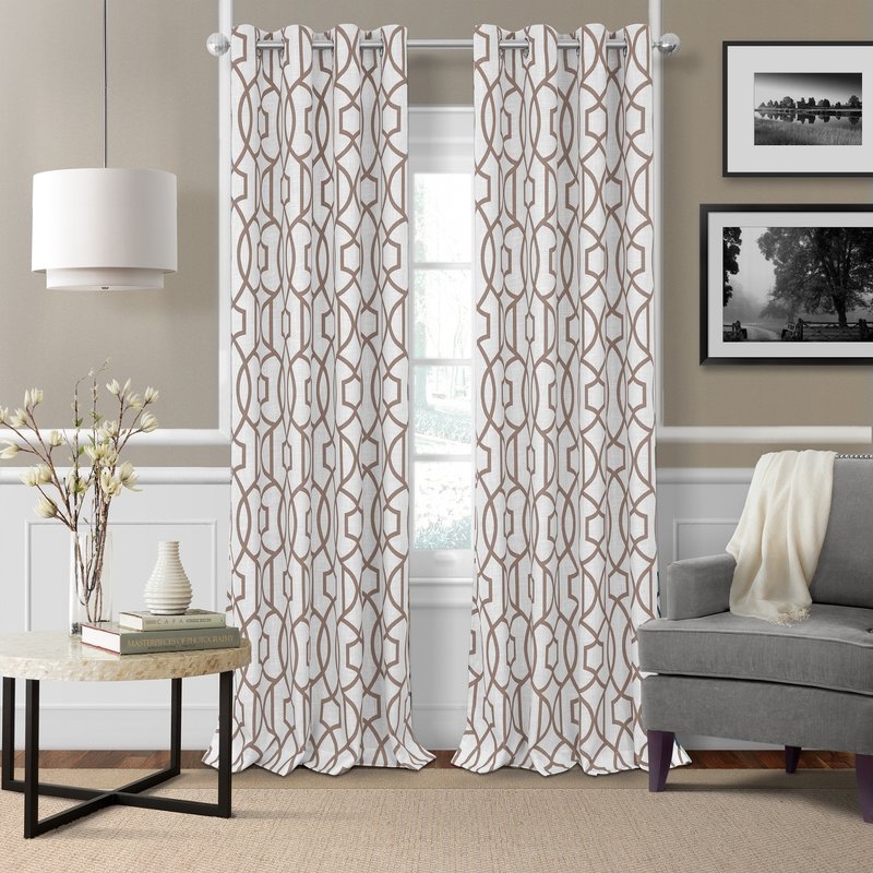 Knopp Geometric Grommet Single Curtain Panel, Taupe - Image 0