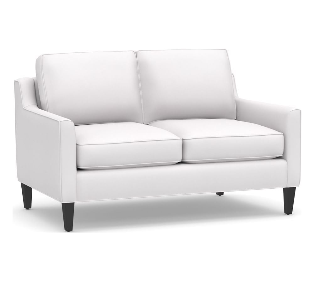 Beverly Upholstered Loveseat 56", Polyester Wrapped Cushions, Performance Twill White - Image 0