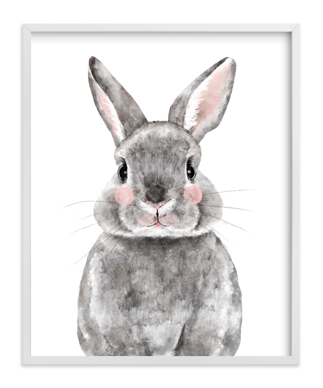 Baby Animal Rabbit Framed Art Print - 16" x 20" - White Wood Frame - Image 0