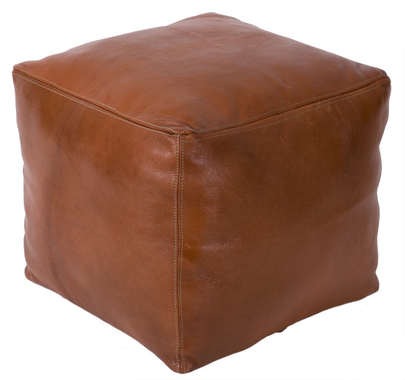 Moroccan Leather Pouf by Casablanca Market - Image 0