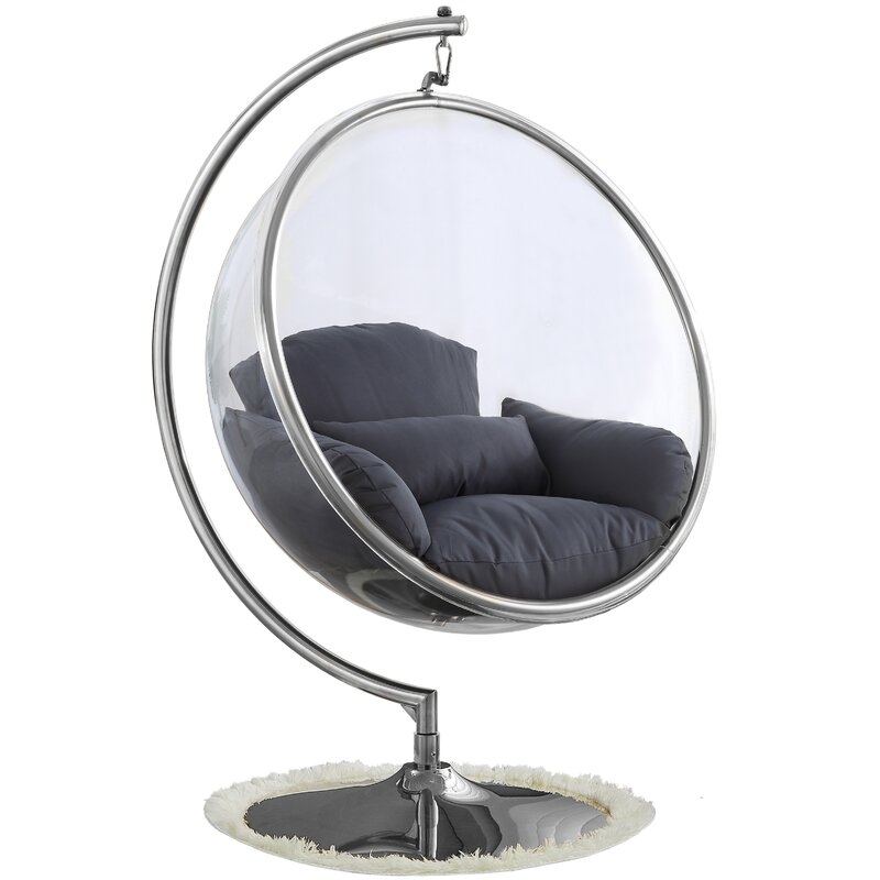 Luna Acrylic Bubble Accent Swing Chair with Stand - Image 1
