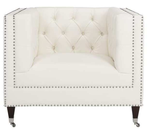Miller Tufted Leather Chair - Nobility White - Safavieh - Image 0
