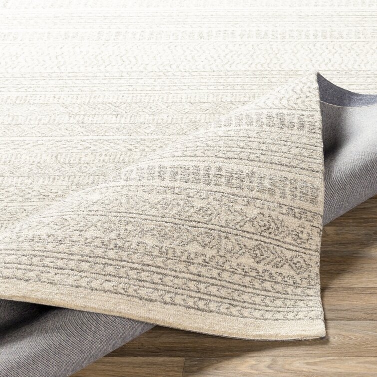Lansing Geometric Handmade Tufted Wool Gray/Cream Area Rug - Image 2