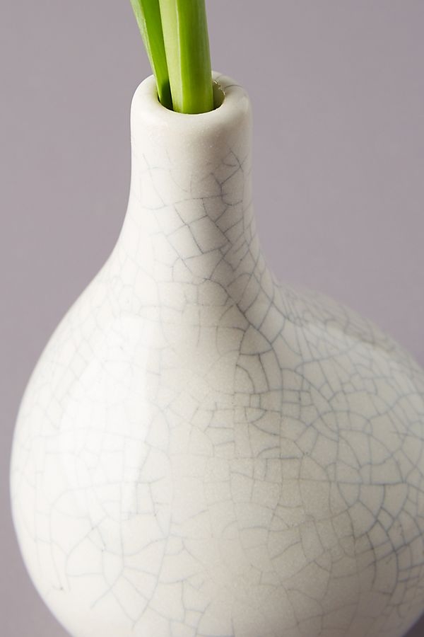 Quinn Bud Vase-WHITE CRACKLE - Image 1