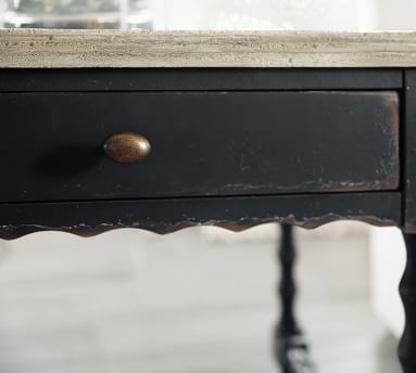 Stelio Square Wood End Table, Black &amp; Distressed White - Image 1