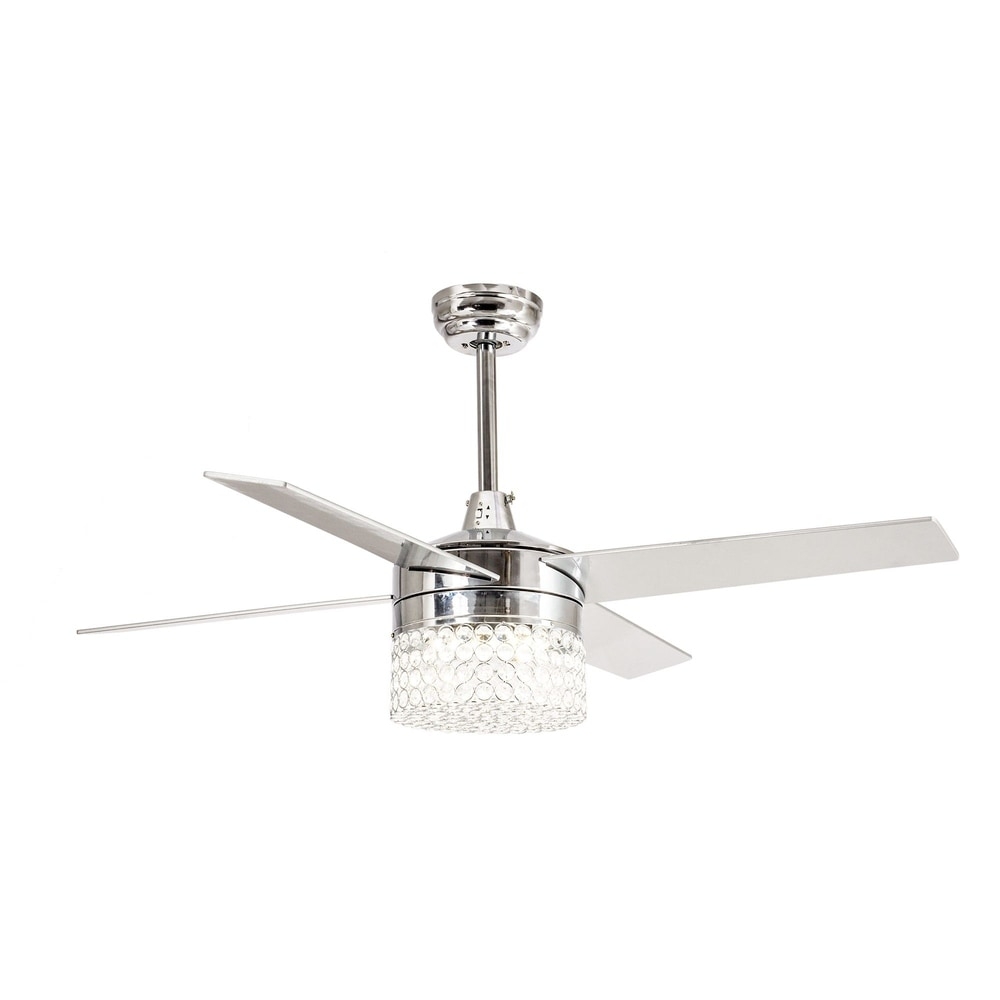 Modern LED 4-Blades 48-inch Crystal Ceiling Fan with Remote - D:48”*H:12” - Image 1