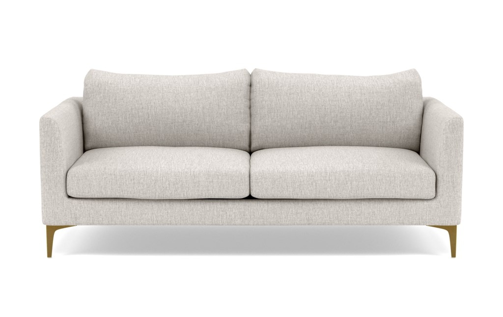 Owens sofa, 86", wheat cross weave, brass plated sloan L legs - Image 0