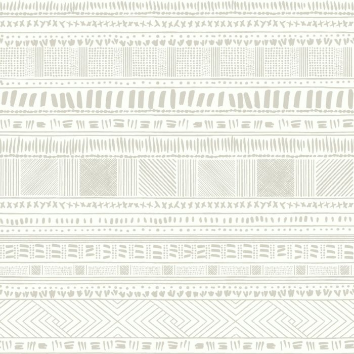 Tribal Print Prepasted Sure Strip Wallpaper, Grey - Image 1