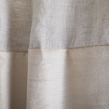 Belgian Flax Linen + Luster Velvet Curtain, Natural + Stone 48"x108" - Image 2