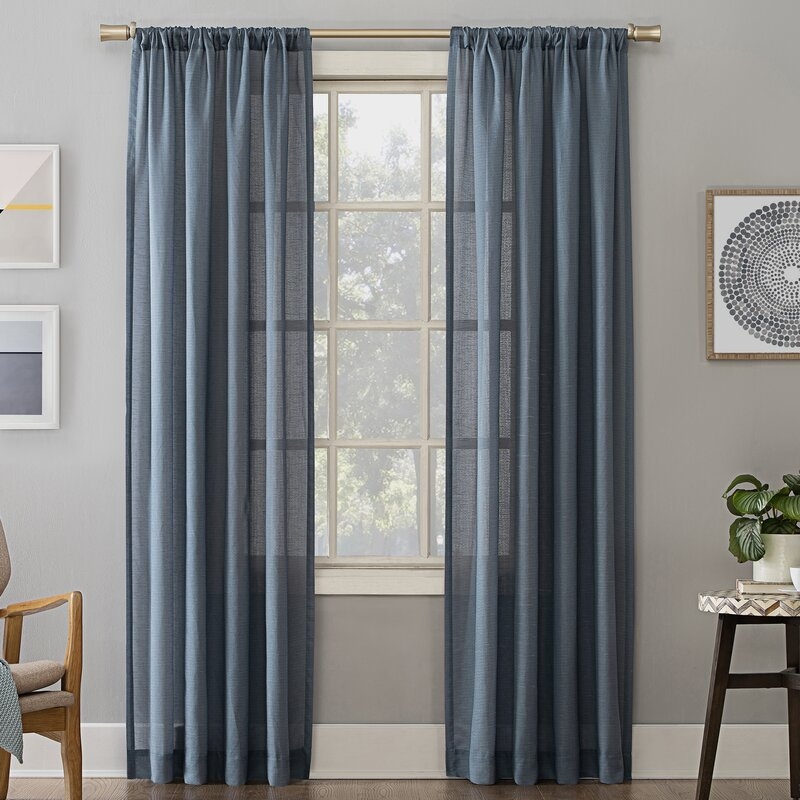 Wayfair Basics® Linen Blend Textured Semi-Sheer Rod Pocket Curtain Pan - Image 1