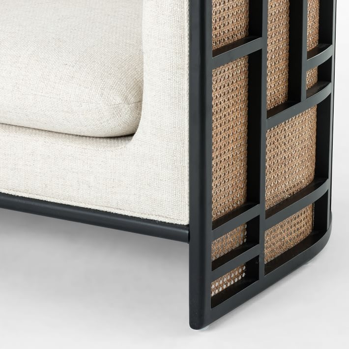 Upholstered Grid Back Chair, Black - Image 7