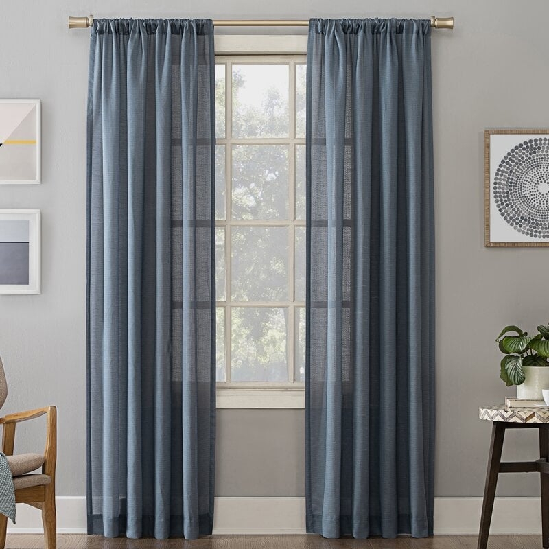 Berwick Linen Blend Solid Semi-Sheer Rod Pocket Single Curtain Panel - Image 0