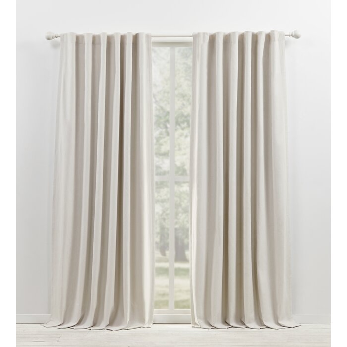 Sallie Blackout Cotton-Linen Blend Curtain Panel Off-white - Image 0