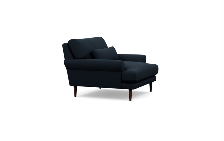 Maxwell Chairs in Midnight Blue Fabric with Oiled Walnut with Tapered legs - Image 1