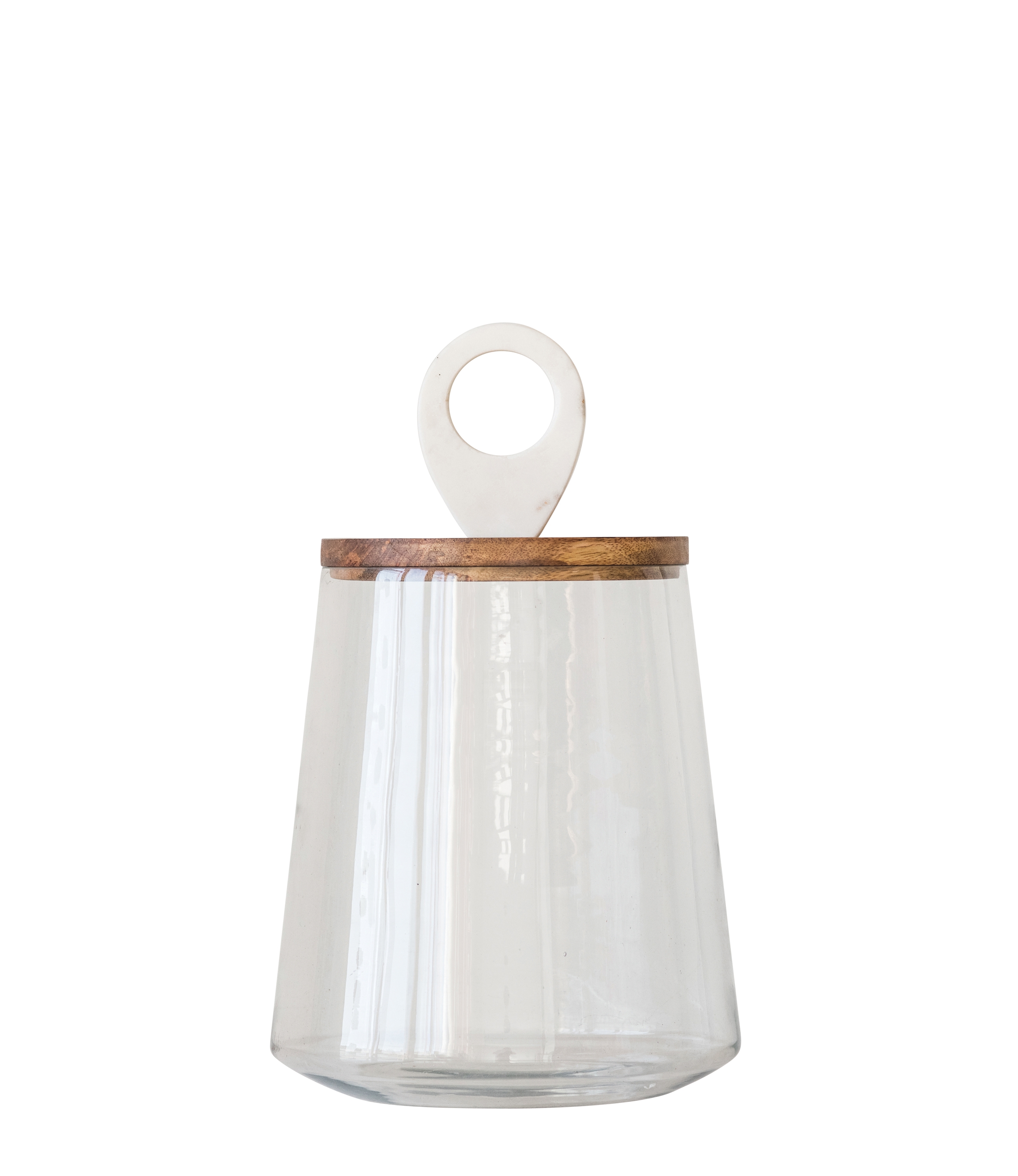 Large Clear Glass Jar with Mango Wood & Marble Lid - Image 0