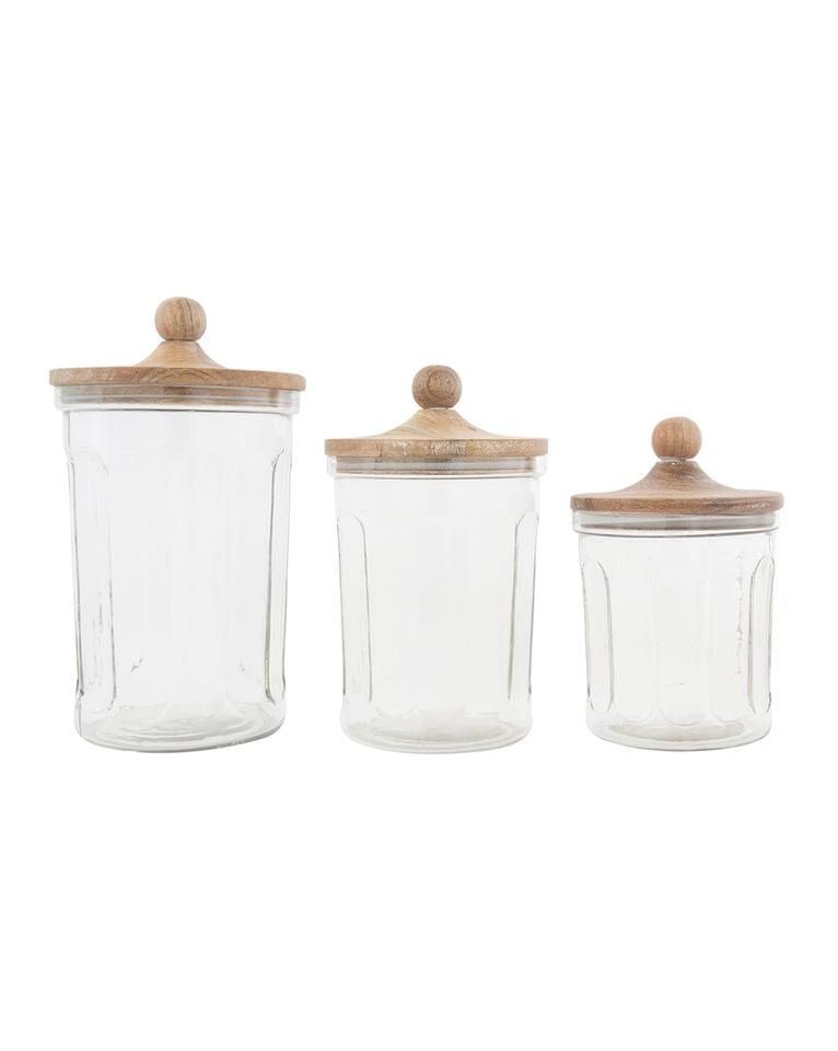 SEEDED GLASS CANISTERS (SET OF 3) - Image 0