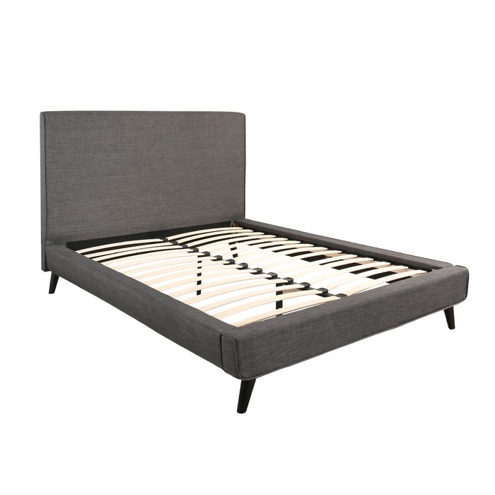Newfane Upholstered Platform Bed, Queen, Gray - Image 1